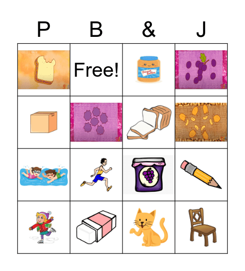 Peanut butter and Jelly Bingo Card