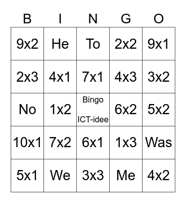 ICT-idee     Tafels van 1 t/m 10 Bingo Card