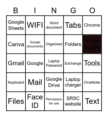 Effective Use of Laptops Bingo Card