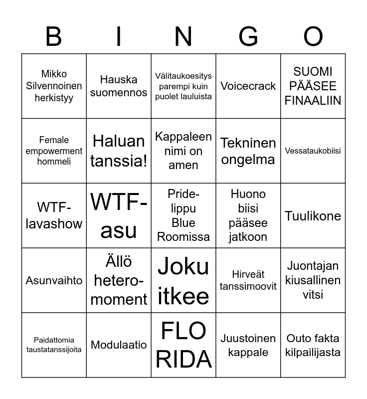 Euroviisubingo Card