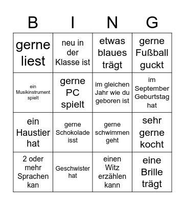 Kennenlern Bingo Card