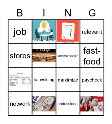 Summer Jobs Makes $Sense Bingo Card