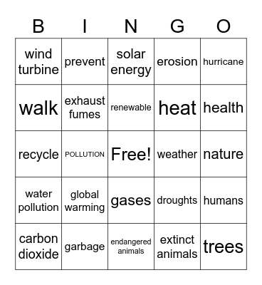 Environment (WAE) Bingo Card