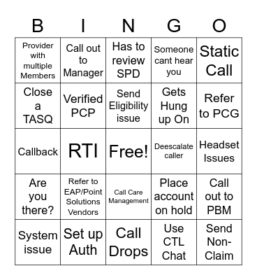 Wacky Wednesday Bingo Card