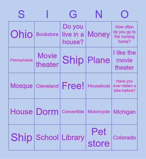 Unit 4 Signo Bingo Card