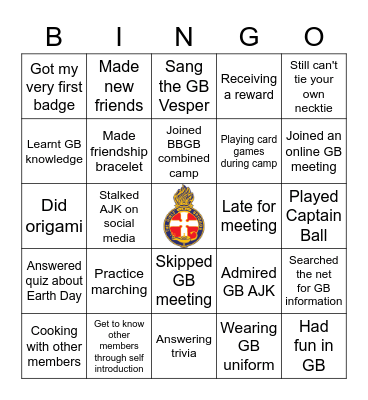 3rd Sandakan GB company Bingo Card
