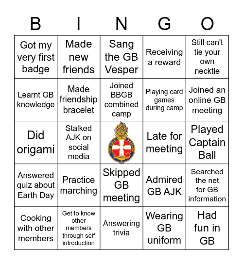 3rd Sandakan GB company Bingo Card