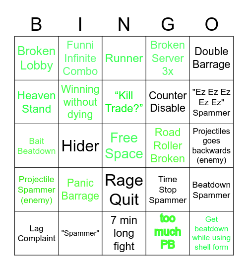 YBA trading Bingo! Bingo Card