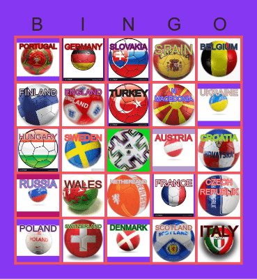 UEFA EURO 2020 Bingo Card