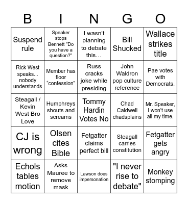 OK House Bingo Card