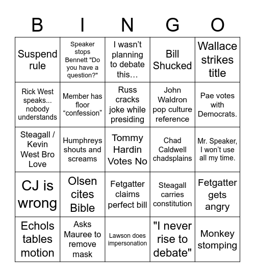 OK House Bingo Card