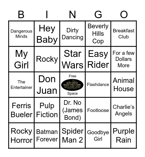 The Stones Movie Themes Bingo Card
