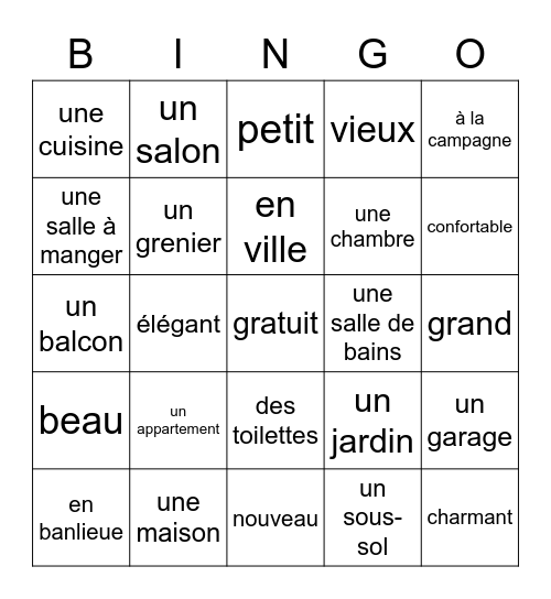 La Maison Bingo Card