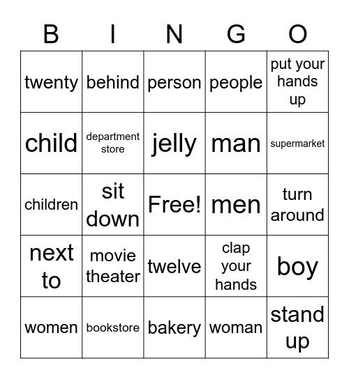 phonics Bingo Card