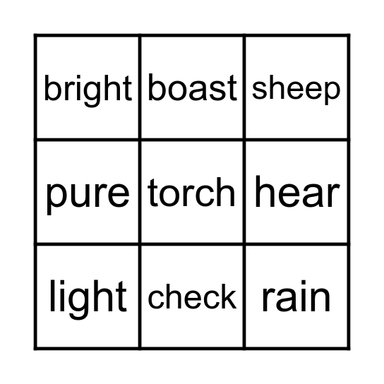 Phonics Bingo Card