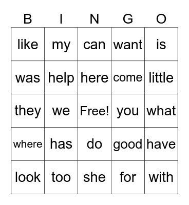 End of year sight word bingo! Bingo Card