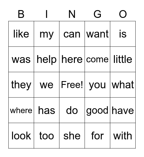 End of year sight word bingo! Bingo Card