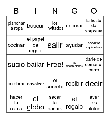 U5L2 Vocabulario - Lo tengo! Bingo Card