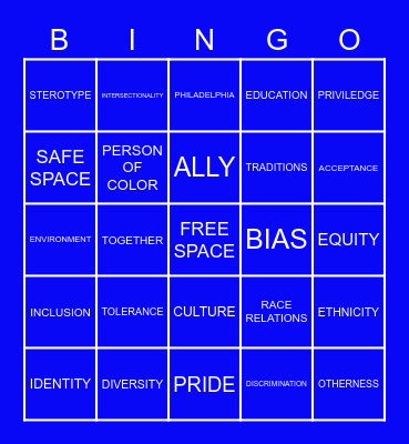 Teaching Tolerance Workshop Bingo Card