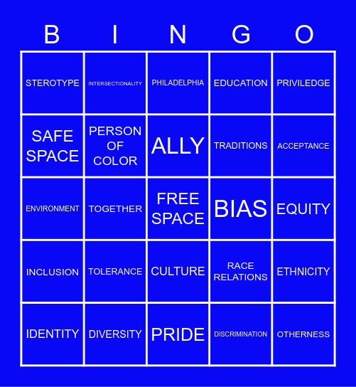 Teaching Tolerance Workshop Bingo Card