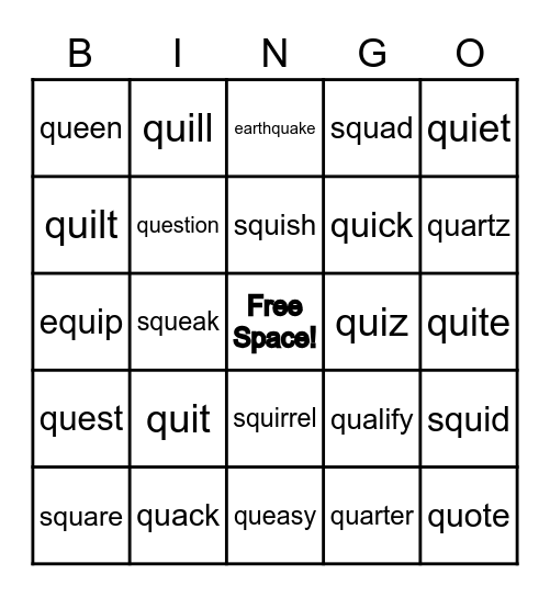 QU Bingo Card