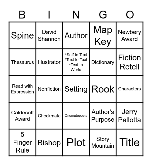 1st Grade-Library Bingo Card