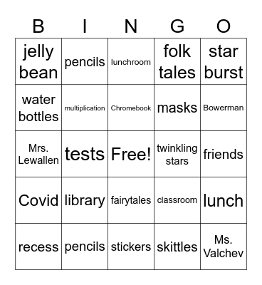 3rd Grade Bingo Card