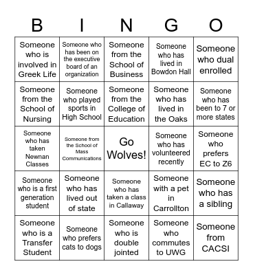 OL Bingo Card