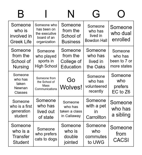OL Bingo Card