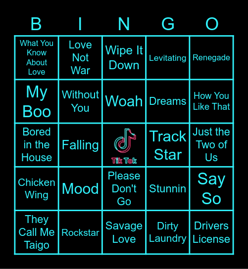 TikTok Bingo 6/7/8 Bingo Card