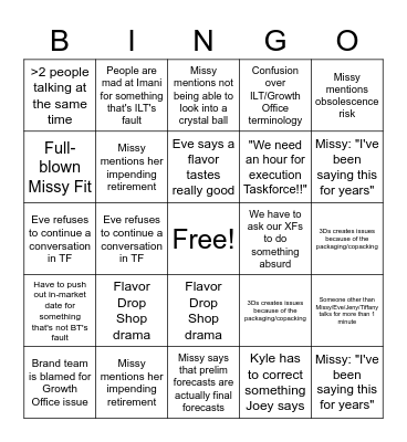Doritos Taskforce Bingo Card