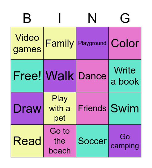 Summer Bingo Card