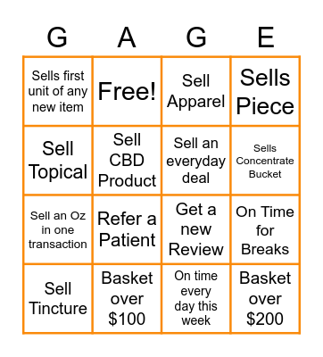Product Specialist Bingo Card