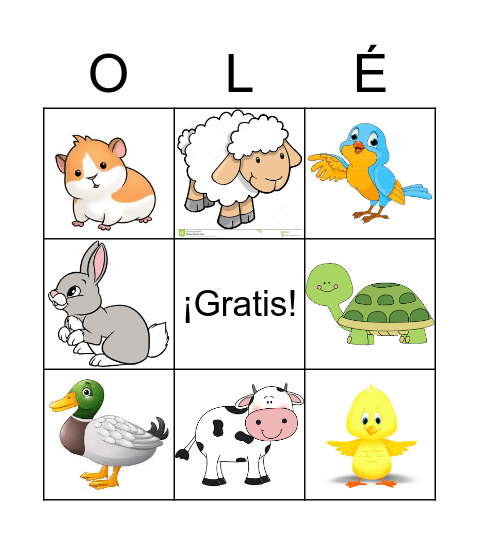 Gr. 2 Los animales Bingo Card