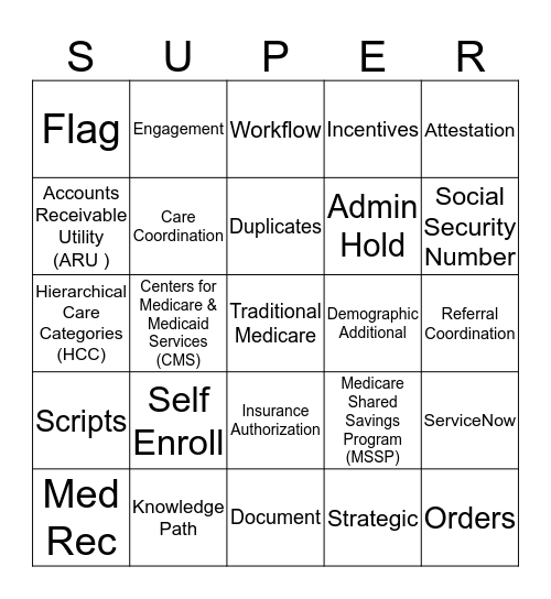 Super User Bingo Card
