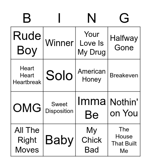 Now 34 Bingo Card