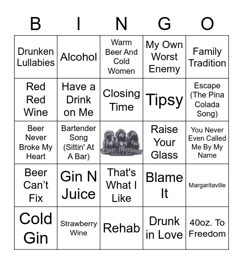 Songs About Alchohol Bingo Card