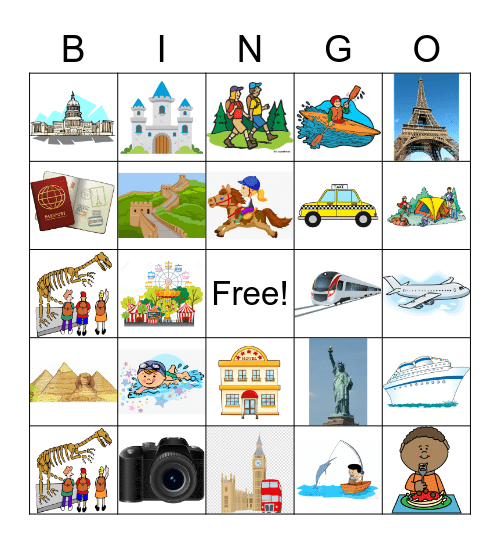 Vacation Bingo Card