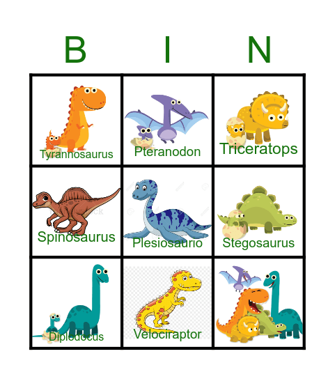 Dinosaurs Bingo Card