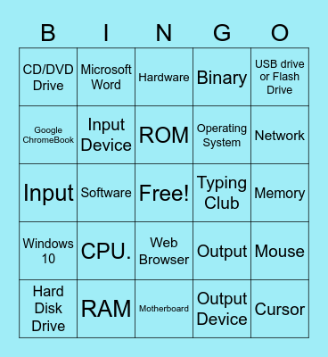 25 Computer Terms Bingo Card