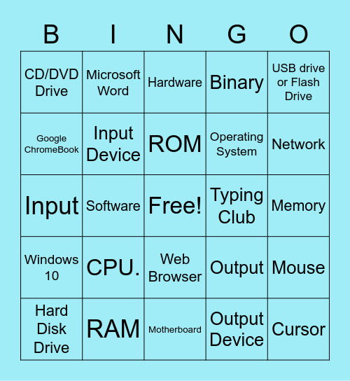 25 Computer Terms Bingo Card