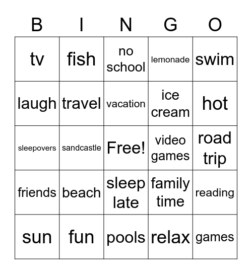summer Bingo Card