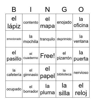 U2L2 Vocabulario - Lo tengo! Bingo Card