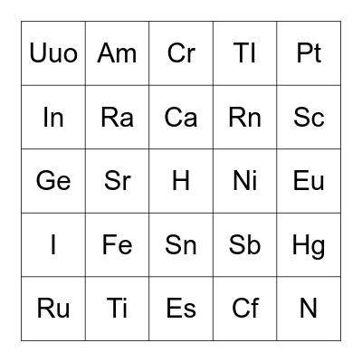 science bingo 2 Bingo Card