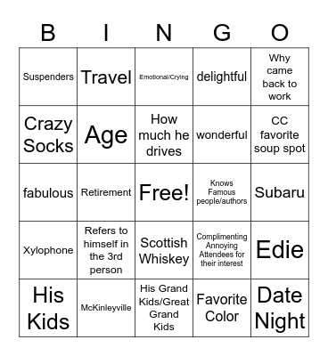 RR Bingo Card