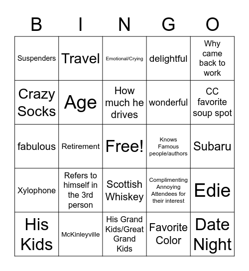 RR Bingo Card