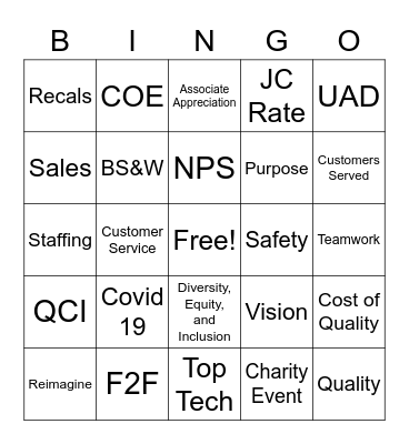 Kickoff Bingo Card