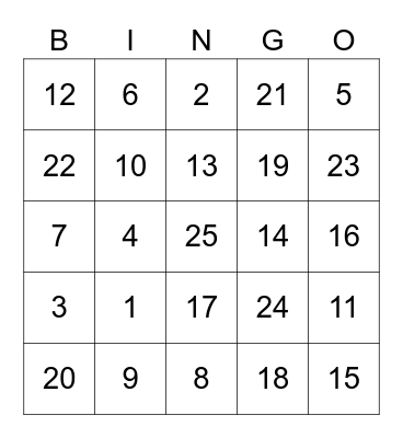 Spanish BINGO Card