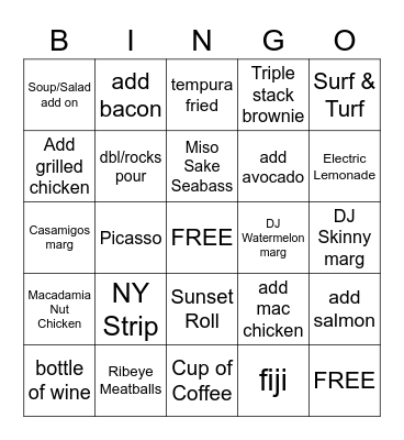 Sales Contest Bingo Card