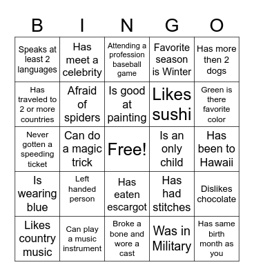 Wedding Bingo Card